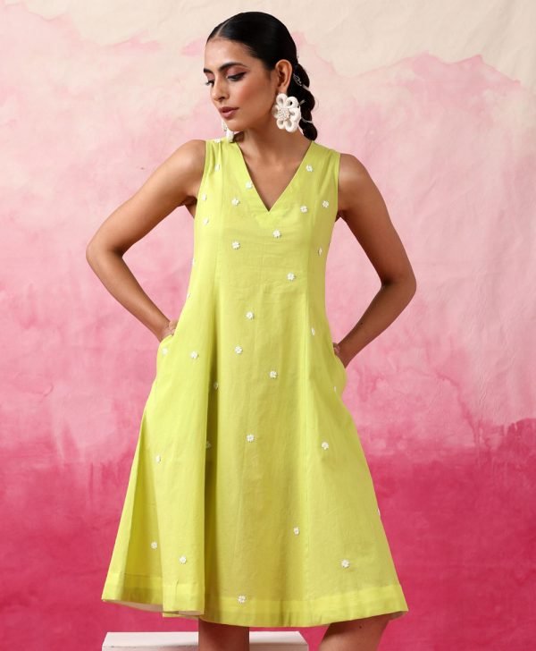 Applique Dress Lime