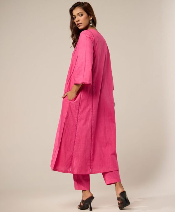 Hot pink panelled kurta - Mist Flora