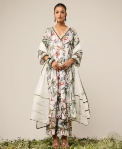 Panelled Palm Suit Set - Set of 3- Mist Flora