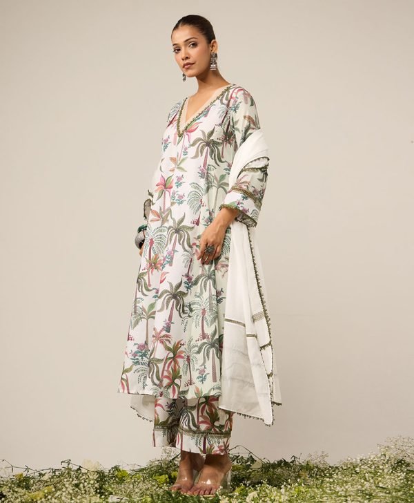 Panelled Palm Suit Set - Set of 3- Mist Flora