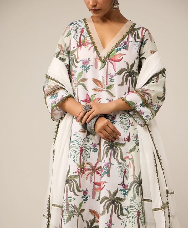 Panelled Palm Suit Set - Set of 3- Mist Flora