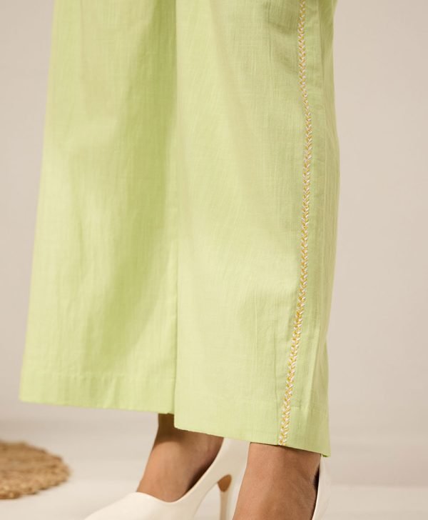 Mint Green Embroidered Cotton Co-ord Set- Set of 2 - Mist Flora