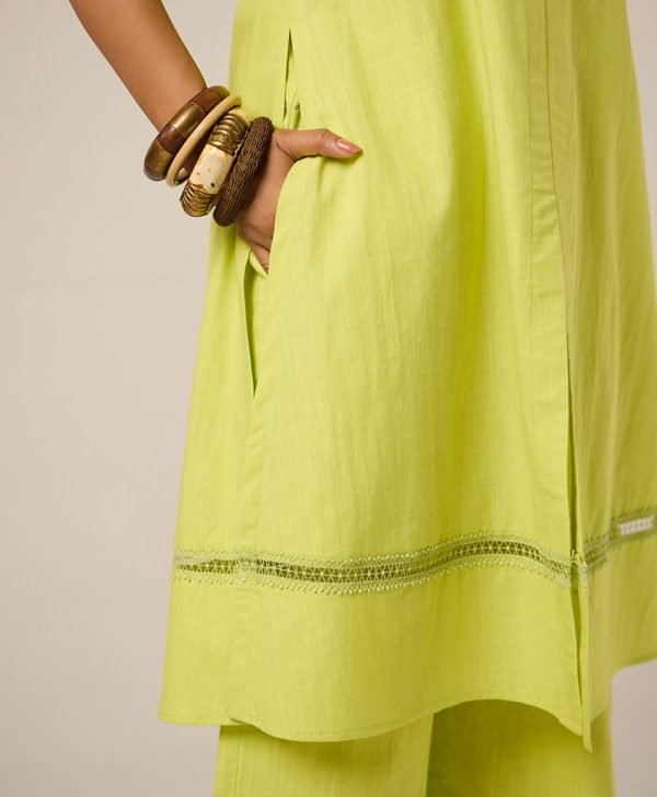 Lime green embroided set - Mist Flora