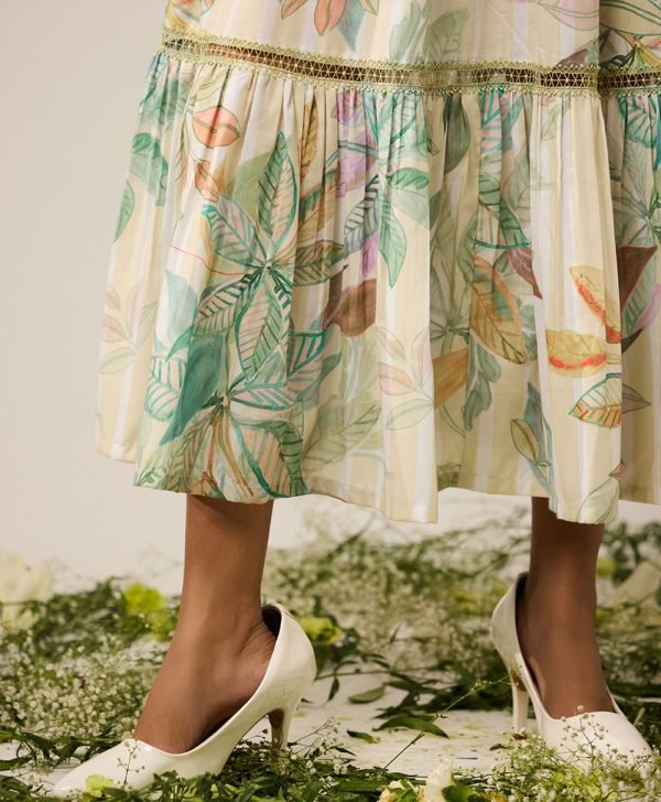 Yellow Printed Cotton Dress - Mist Flora