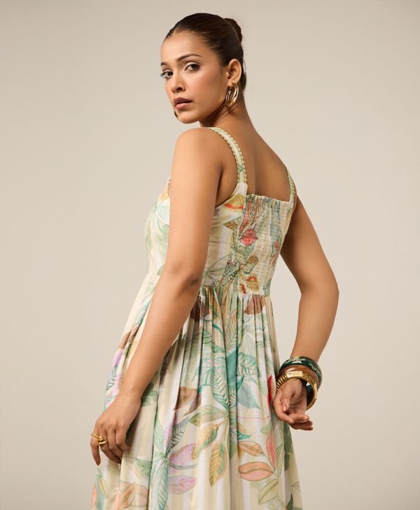 Yellow Printed Cotton Dress - Mist Flora
