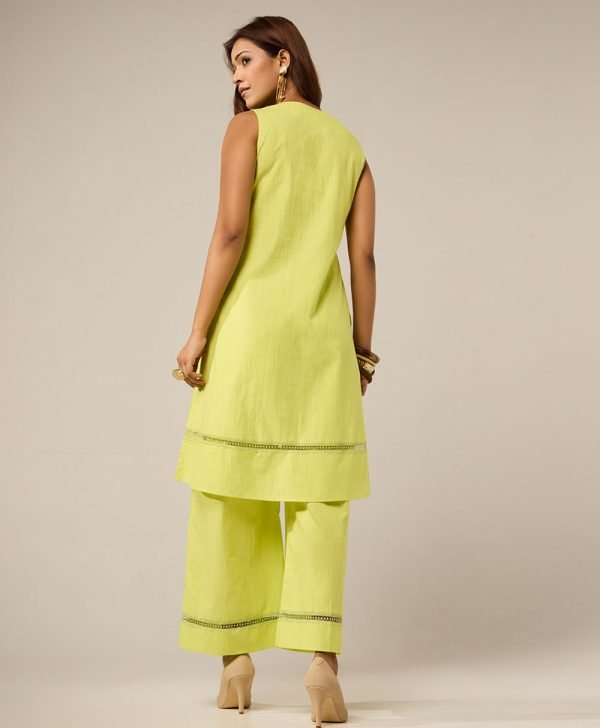 Lime green embroided set - Mist Flora