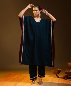 Mid Night Teal Kaftan Set