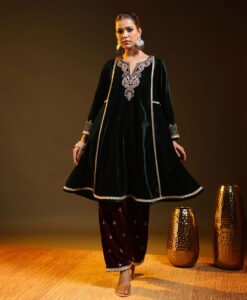 Bottle Green Salwar Set with Jewel Tone Salwar