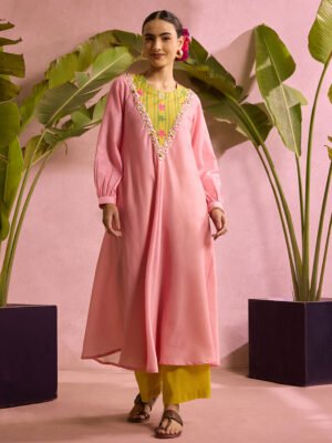 Gulabi noor kurta set