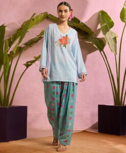 Sky Bloom Embroidered Set