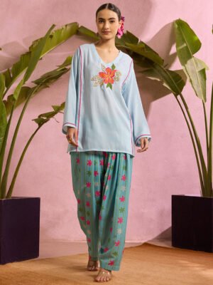 Sky Bloom Embroidered Set