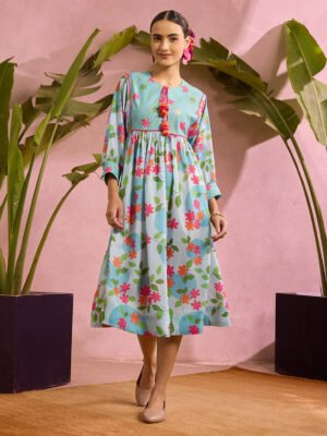 Floral Breeze Tassel Midi Dress