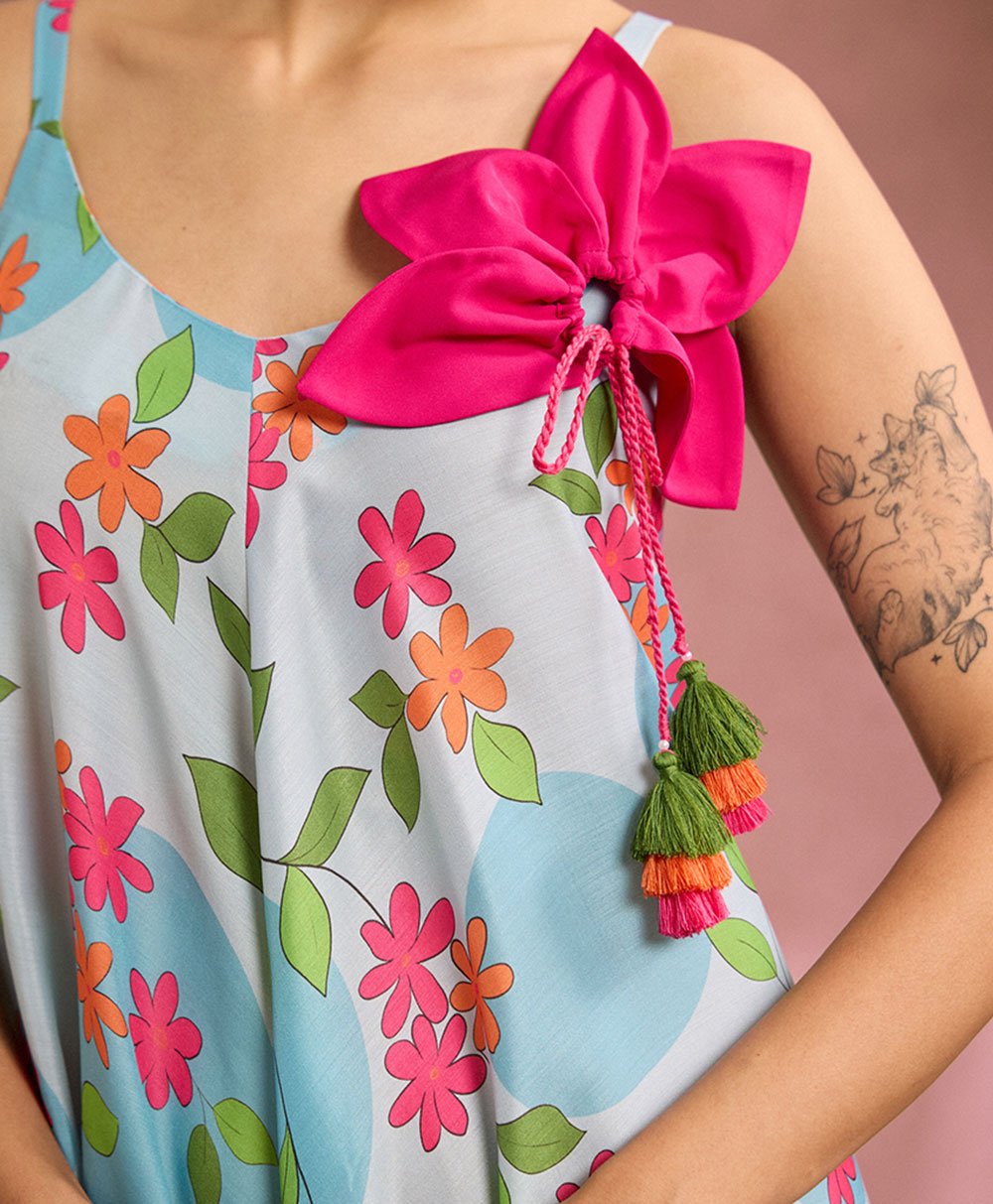 Blue Blossom Printed Maxi Dress
